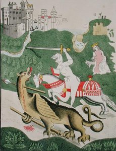 St. Joris met de Draak, uit de Kapel van de Drie-eenheid in Stratford Upon Avon, Warwickshire door English School
