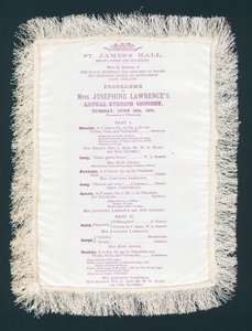 St Jamess Hall, Regent Street en Piccadilly, Programma van Miss Josephine Lawrences Jaarlijkse Avondconcert, 15 juni 1875