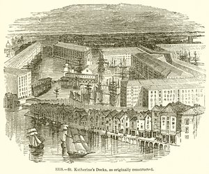 St. Katherines Docks, zoals Oorspronkelijk Gebouwd door English School