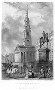 St. Martins Kerk vanaf Charing Cross, 1837