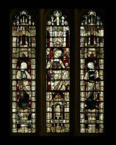 St. Maria en St. Johannes met een samengestelde vrouwelijke heilige in het midden, laat 14e eeuw