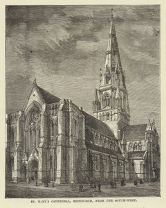 St Marys-kathedraal, Edinburgh, vanuit het zuidwesten door English School