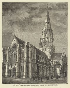 St Marys-kathedraal, Edinburgh, vanuit het zuidwesten door English School