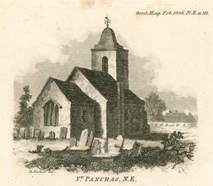 St Pancras Kerk, Londen; noordoostelijk uitzicht door English School