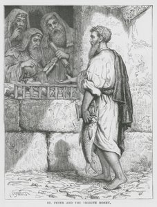 Sint Pieter en het Tribuutgeld (gravure) door English School