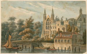 St. Stephens Kapel, Speakers House, enz., Westminster, Londen, vanaf de rivier de Theems