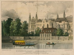 St. Stephens Kapel, Speakers House, enz., Westminster, Londen, vanaf de rivier de Theems