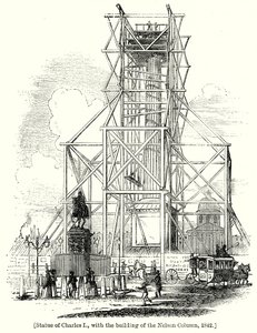 Standbeeld van Charles I, met de bouw van de Nelson Column door English School