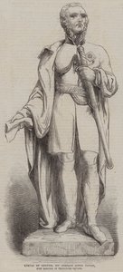 Standbeeld van generaal Sir Charles James Napier, net opgericht op Trafalgar Square (gravure)