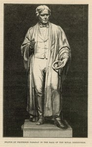Standbeeld van Professor Faraday in de hal van de Royal Institution