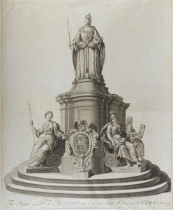 Standbeeld van koningin Anne (1665-1714), gepubliceerd 1713 door English School