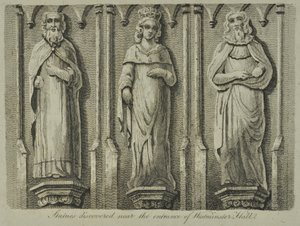 Beelden ontdekt bij de ingang van Westminster Hall, 1807