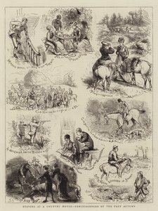 Verblijf in een landhuis, herinneringen aan de afgelopen herfst (gravure) door English School