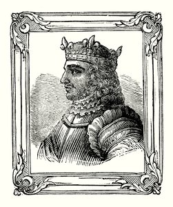 Stephen werd geboren in 1104, gekroond in 1135, en stierf in 1154 (gravure)