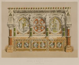 Stenen en marmeren retabel door Earp, Londen (chromolitho)