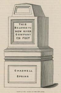 Steen bij de bron van de New River, Chadwell Spring door English School
