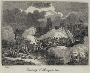 Bestorming van Seringapatam (gravure) door English School