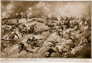 Bestorming van de Schwaben Redoute: overgave van de Duitse frontlinie terwijl de Britten de top veroverden