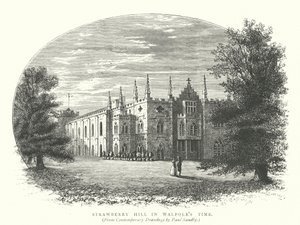 Strawberry Hill in de tijd van Walpole (gravure) door English School
