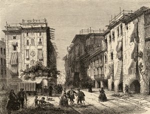 Straat in Barcelona, illustratie uit 