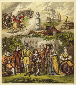 Stuarts, Gemenebest en Huis van Oranje; Koning Jacobus I, Koning Karel I, Oliver Cromwell, Koning Karel II, Koning Jacobus II, Willem en Maria, Koningin Anna