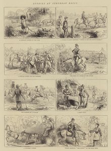 Studies bij Suburbane Races (gravure) door English School