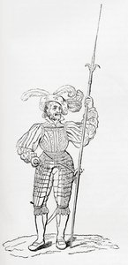 Harnas met ribbels en gravures, uit Old England: A Pictorial Museum, uitgegeven 1847 door English School
