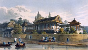Zomerpaleis van de keizer, tegenover de stad Tien-Sing, 1817 door English School