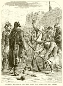 Overgave van het garnizoen van Fort St. Philip, Minorca, aan de verenigde troepen van Frankrijk en Spanje door English School