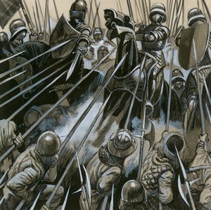 Zwitserse soldaten verslaan het Bourgondische leger in 1476-77 door English School