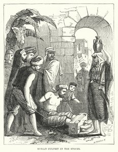 Syrische misdadiger in de schandpaal (gravure) door English School