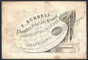 T Burell, loodgieter, glazenmaker, huis- en decoratieschilder door English School
