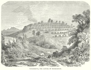 Tananarivo, de hoofdstad van Madagaskar (gravure) door English School