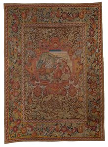 Wandtapijt uit de Chastleton House set, geboorte van Peres en Zerah, de zonen van Juda en Tamar, uit Genesis XXXVIII, gemaakt in Sheldon, Engeland, ca. 1595 door English School