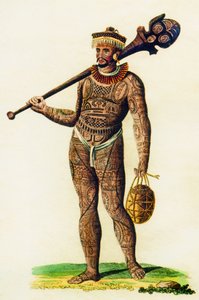 Getatoeëerde man van de Marquesas-eilanden, 1843 door English School