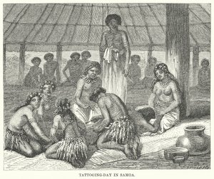 Tattoo-dag in Samoa (gravure)