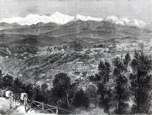 Theecultivatie in Brits-Indië - Uitzicht op Darjeeling vanuit het Zuiden, 1876