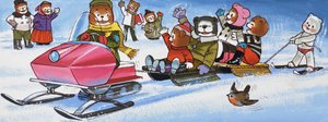 Teddyberen met sneeuwscooter door English School