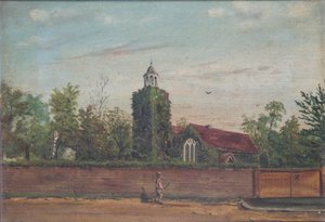 Teddington Church Middlesex, ca.1900 (olieverf op doek) door English School