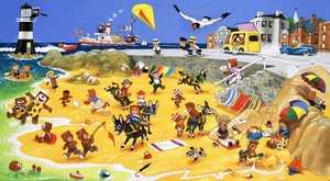 Teddyberen op het strand door English School