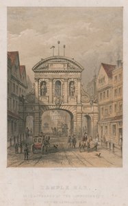 Temple Bar zoals het verscheen aan het begin van de 18e eeuw door English School