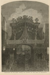 Temple Bar de nacht voor de begrafenis van de Hertog van Wellington