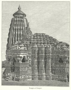 Tempel in Udaipur (gravure) door English School