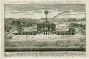 Tempel ter ere van de Vrede van Aken 1749 door English School