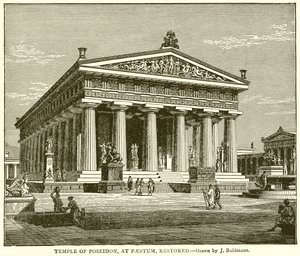 Tempel van Poseidon, in Paestum, Hersteld