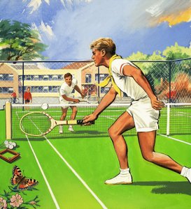 Tennisspelers door English School