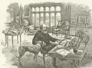 Tennyson in zijn bibliotheek