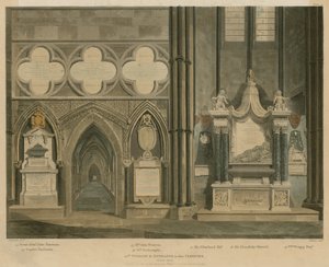 Tiende raam en ingang naar de Klooster, Noordelijke Zijbeuk, Westminster Abbey, Londen door English School