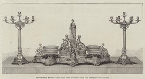 Getuigenis aangeboden aan de graaf van Iddesleigh (Sir Stafford Northcote) (gravure)