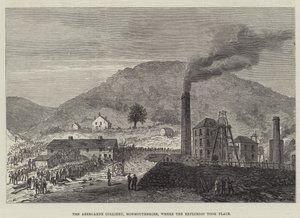 De Abercarne Kolenmijn, Monmouthshire, waar de Explosie plaatsvond (gravure)